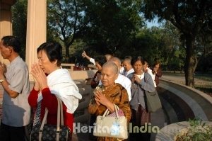 Prayer at Buddhist Temple at Buddha Jayanti Garden