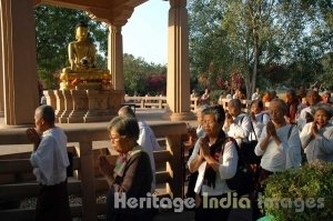 Prayer at Buddhist Temple at Buddha Jayanti Garden