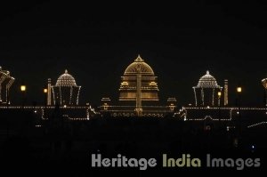 Rashtrapati Bhavan at night during Republic Day Celebrations