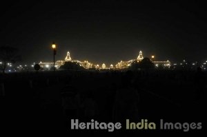 Rashtrapati Bhavan at night during Republic Day Celebrations