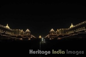 Rashtrapati Bhavan at night during Republic Day Celebrations