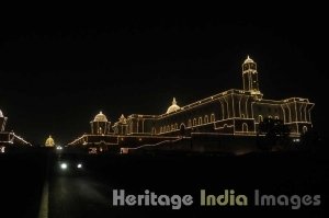 Rashtrapati Bhavan at night during Republic Day Celebrations