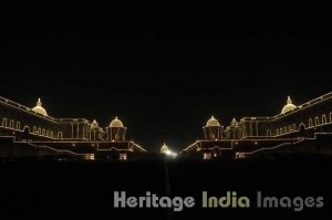Rashtrapati Bhavan at night during Republic Day Celebrations