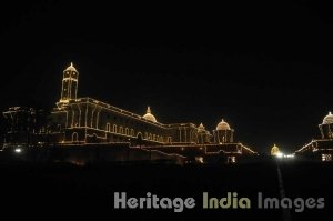 Rashtrapati Bhavan at night during Republic Day Celebrations