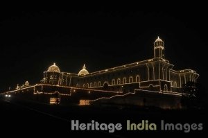Rashtrapati Bhavan at night during Republic Day Celebrations