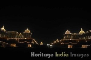 Rashtrapati Bhavan at night during Republic Day Celebrations