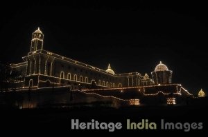 Rashtrapati Bhavan at night during Republic Day Celebrations