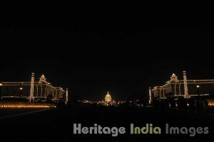 Rashtrapati Bhavan at night during Republic Day Celebrations
