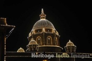 Rashtrapati Bhavan at night during Republic Day Celebrations