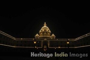 Rashtrapati Bhavan at night during Republic Day Celebrations