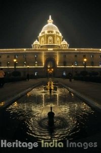 Rashtrapati Bhavan at night during Republic Day Celebrations
